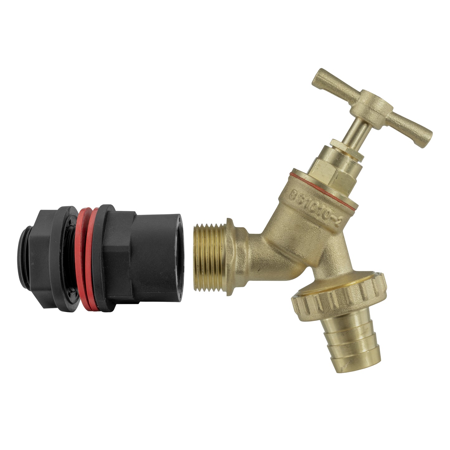 Water Butt Adapter + Brass Barbed Tap