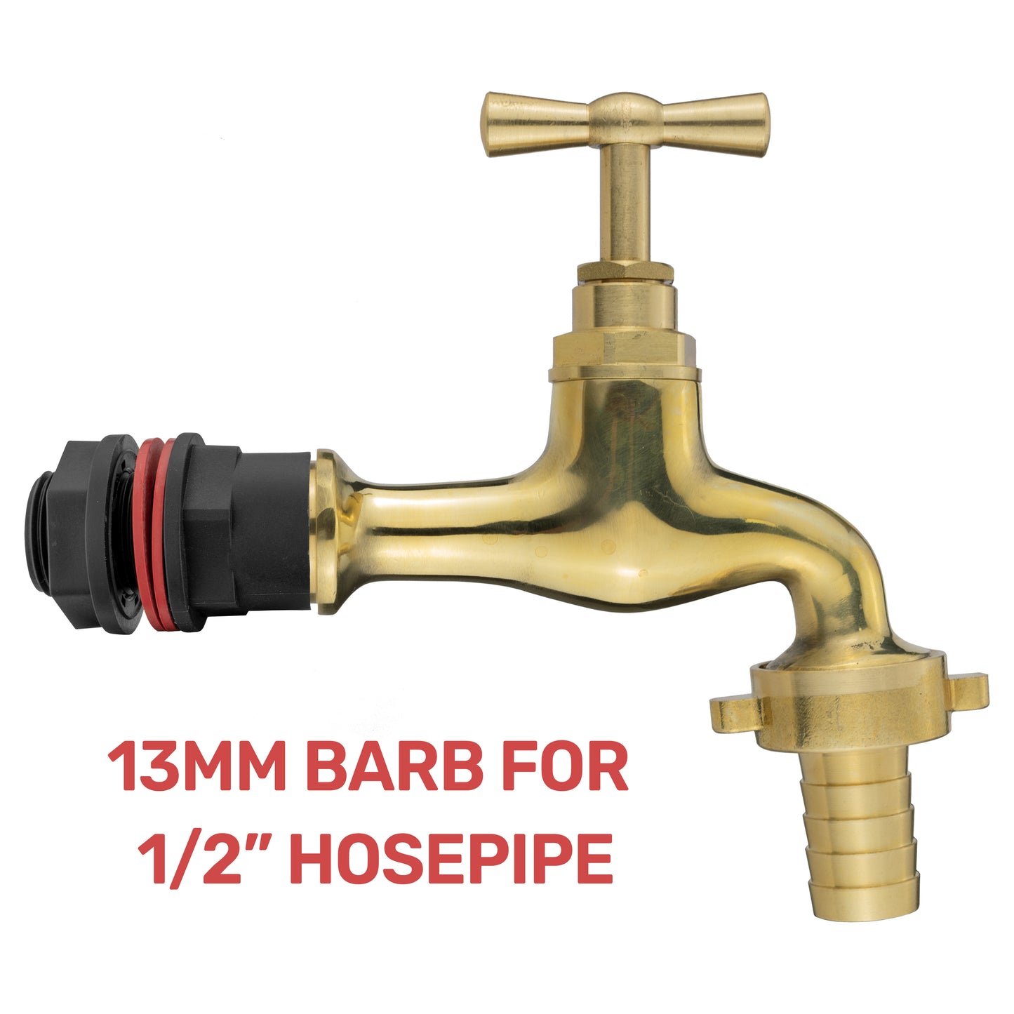 Water Butt Adapter + Polished Barbed Tap