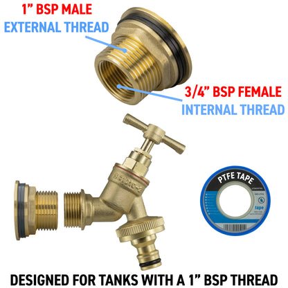 Full Brass Water Butt Adapter & Quick Connect Tap Kit