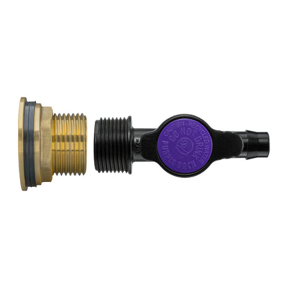 Brass Water Butt Adapter + 13mm Irrigation Valve