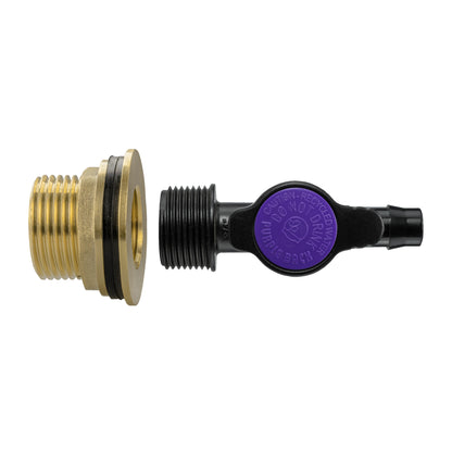 Brass Water Butt Adapter + 13mm Irrigation Valve