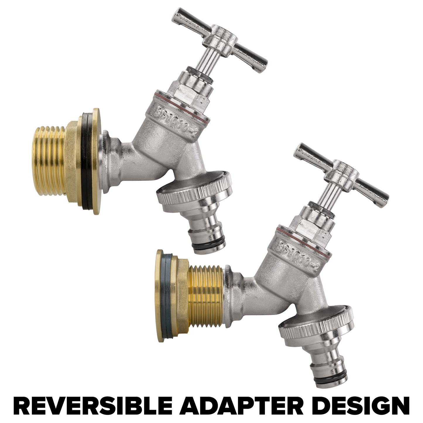 Full Brass Water Butt Adapter & Nickel Plated Quick Connect Tap Kit