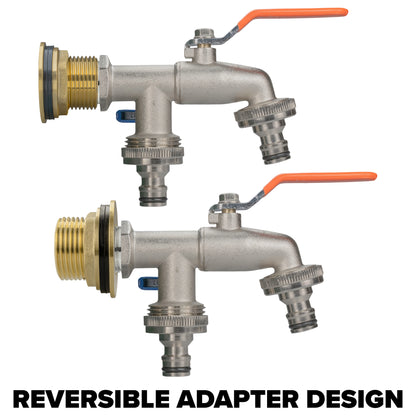 Brass Water Butt Adapter & Double Quick Connector Tap