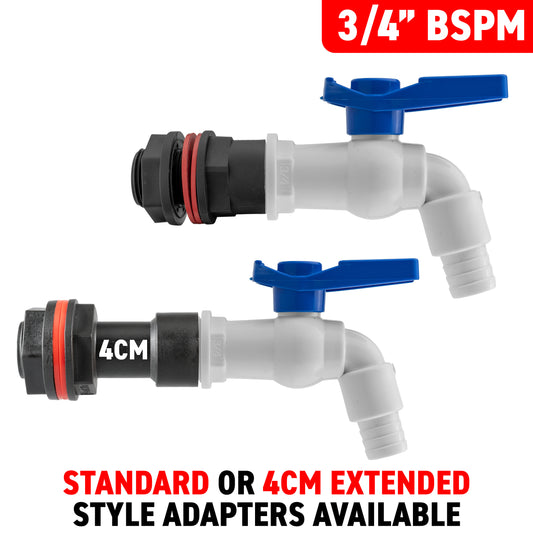 Water Butt Adapter + White PVC Tap