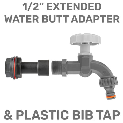 Water Butt Adapter + Grey Plastic Bibtap