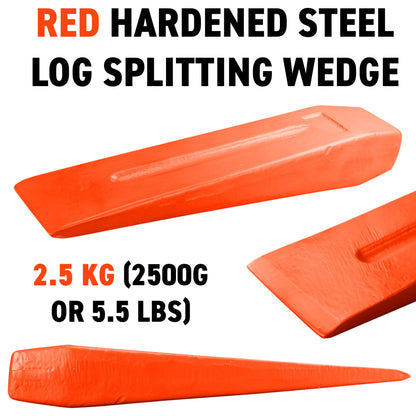 Red 2.5KG Wood Log Splitting Wedge