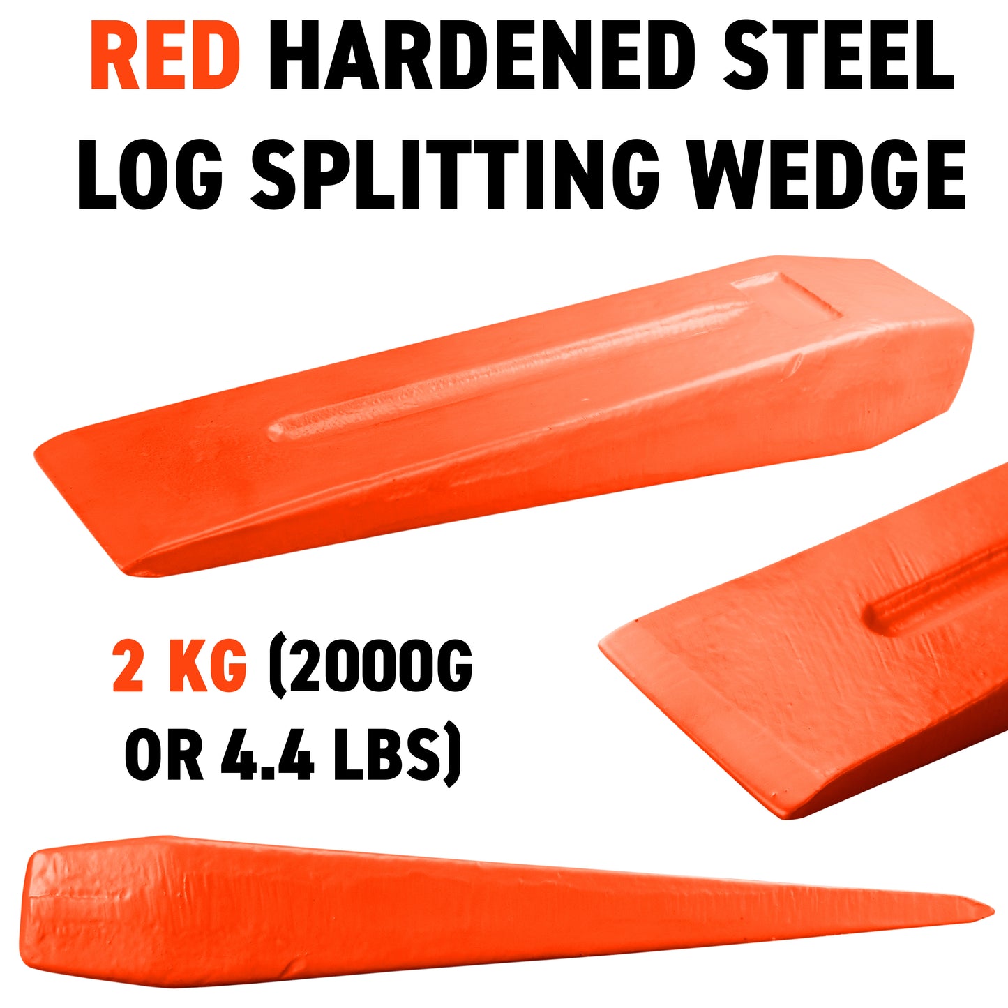 Red 2KG Wood Log Splitting Wedge