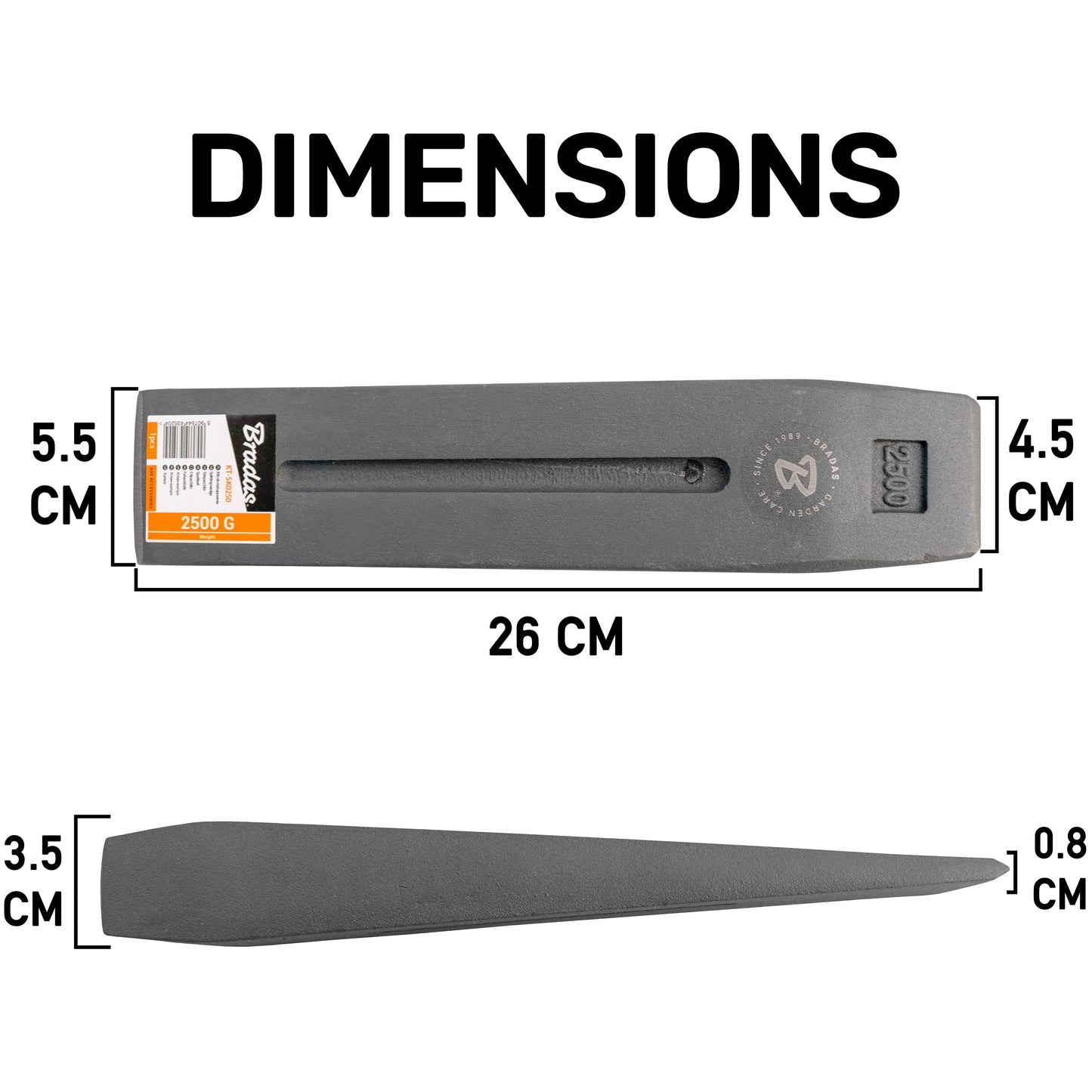 Bradas 2.5KG Log Splitting Wedge