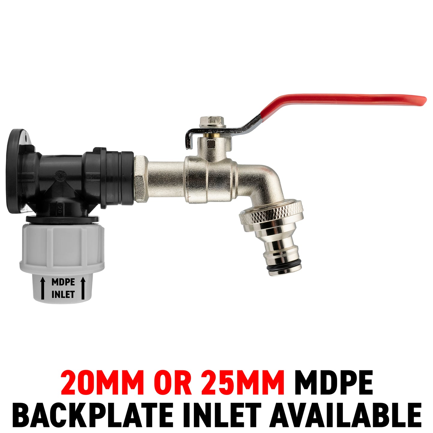 MDPE Bibtap Wall Backplate with Quick Connect Lever Tap