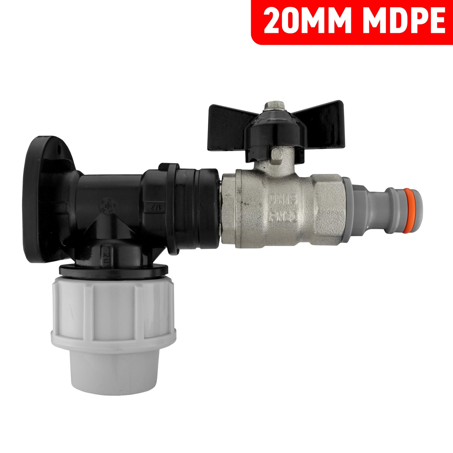 MDPE Wall Backplate + Quick Connector Valve