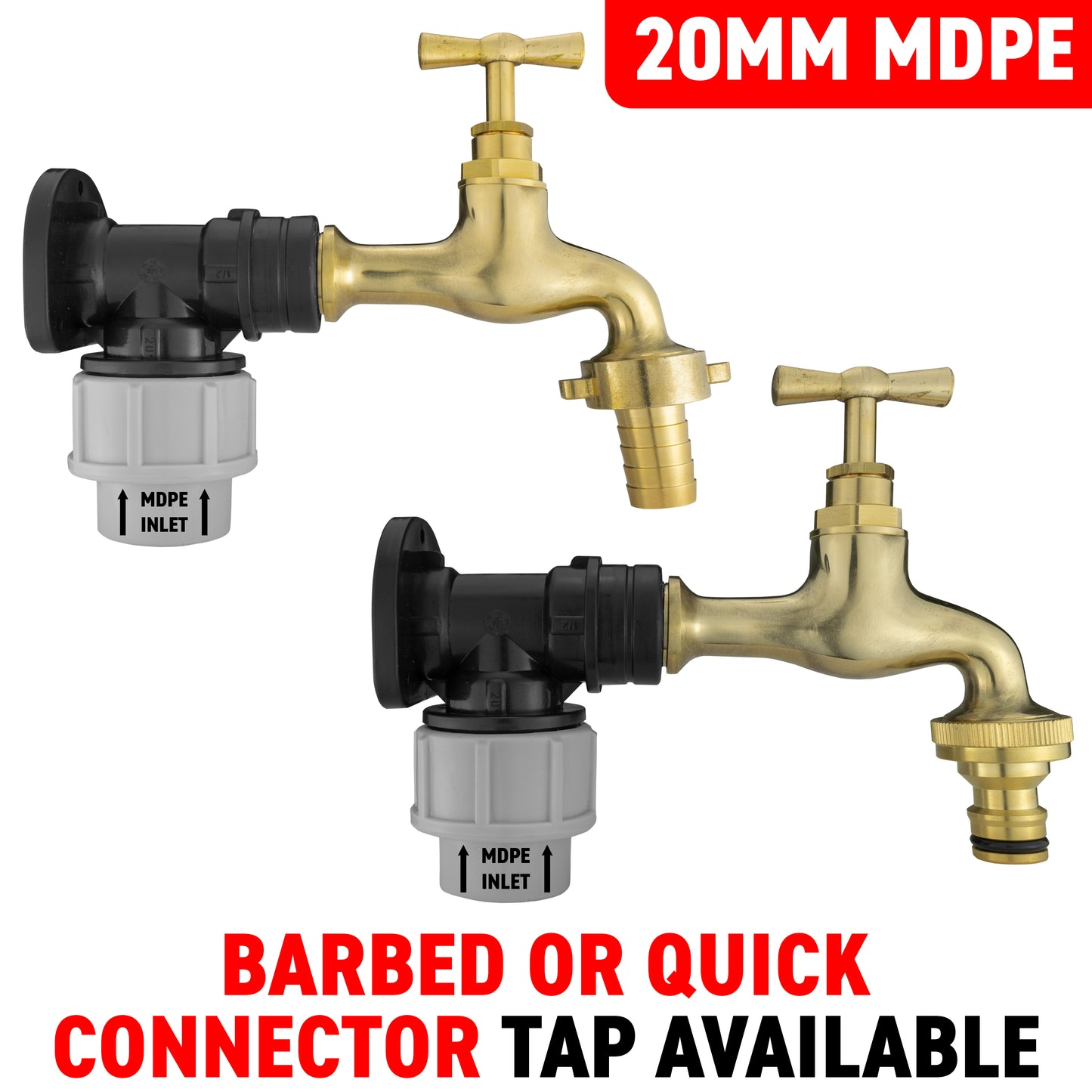 20mm MDPE Wall Backplate + Polished Bib Tap