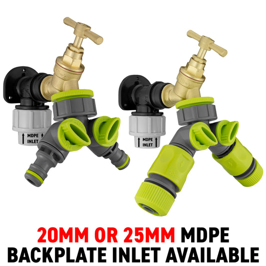 MDPE Wall Backplate + Brass Bibtap & Splitter