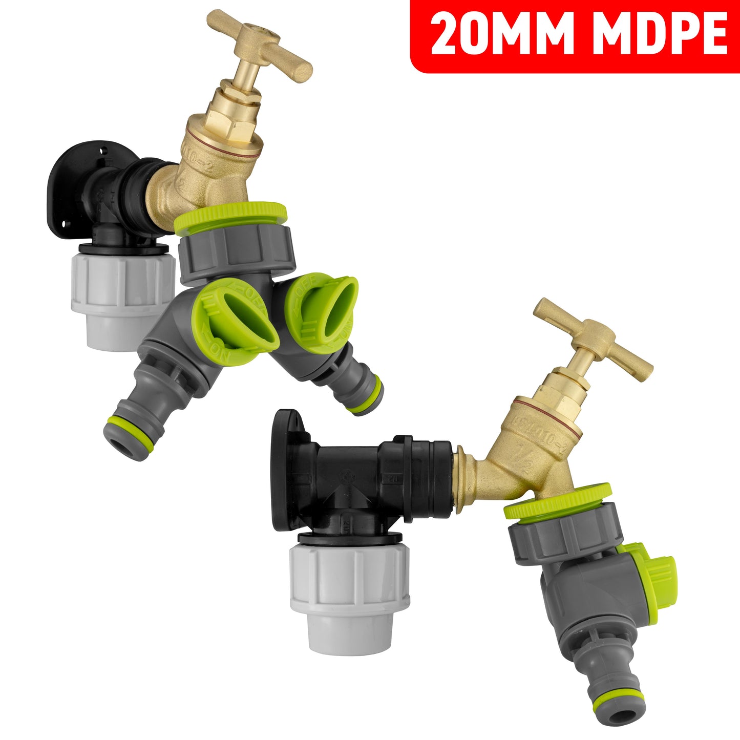 MDPE Wall Backplate + Brass Bibtap & Splitter