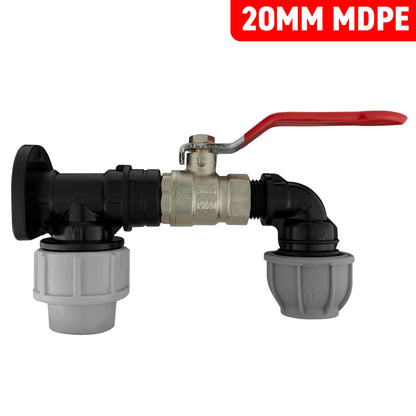 MDPE Wall Backplate + Valve & MDPE Fittings