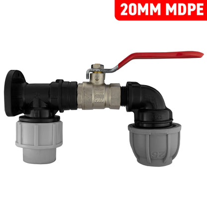 MDPE Wall Backplate + Valve & MDPE Fittings