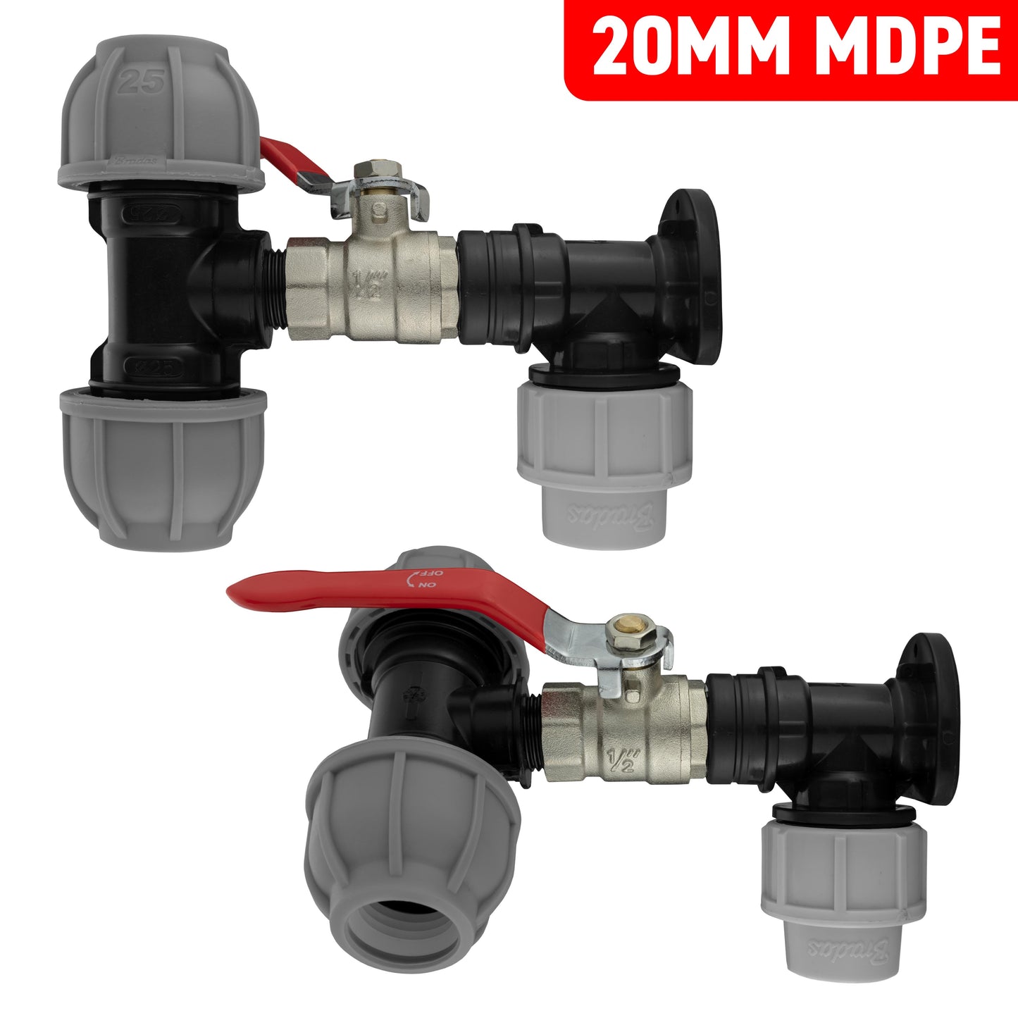 MDPE Wall Backplate + Valve & MDPE Fittings