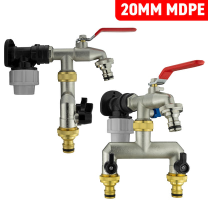 MDPE Wall Backplate + Metal Splitter Tap