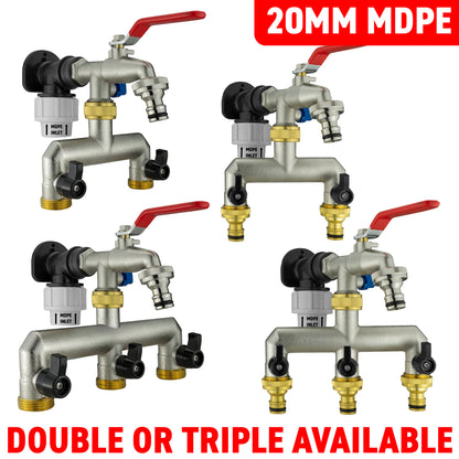MDPE Wall Backplate + Metal Splitter Tap