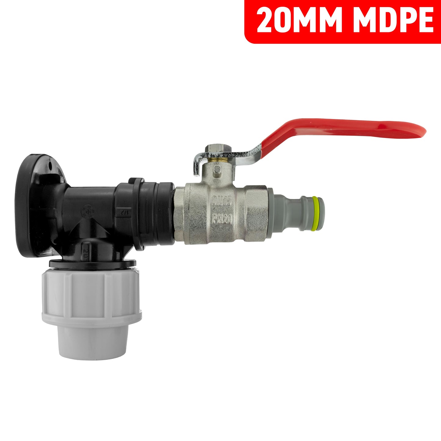 MDPE Wall Backplate + Quick Connector Lever Valve