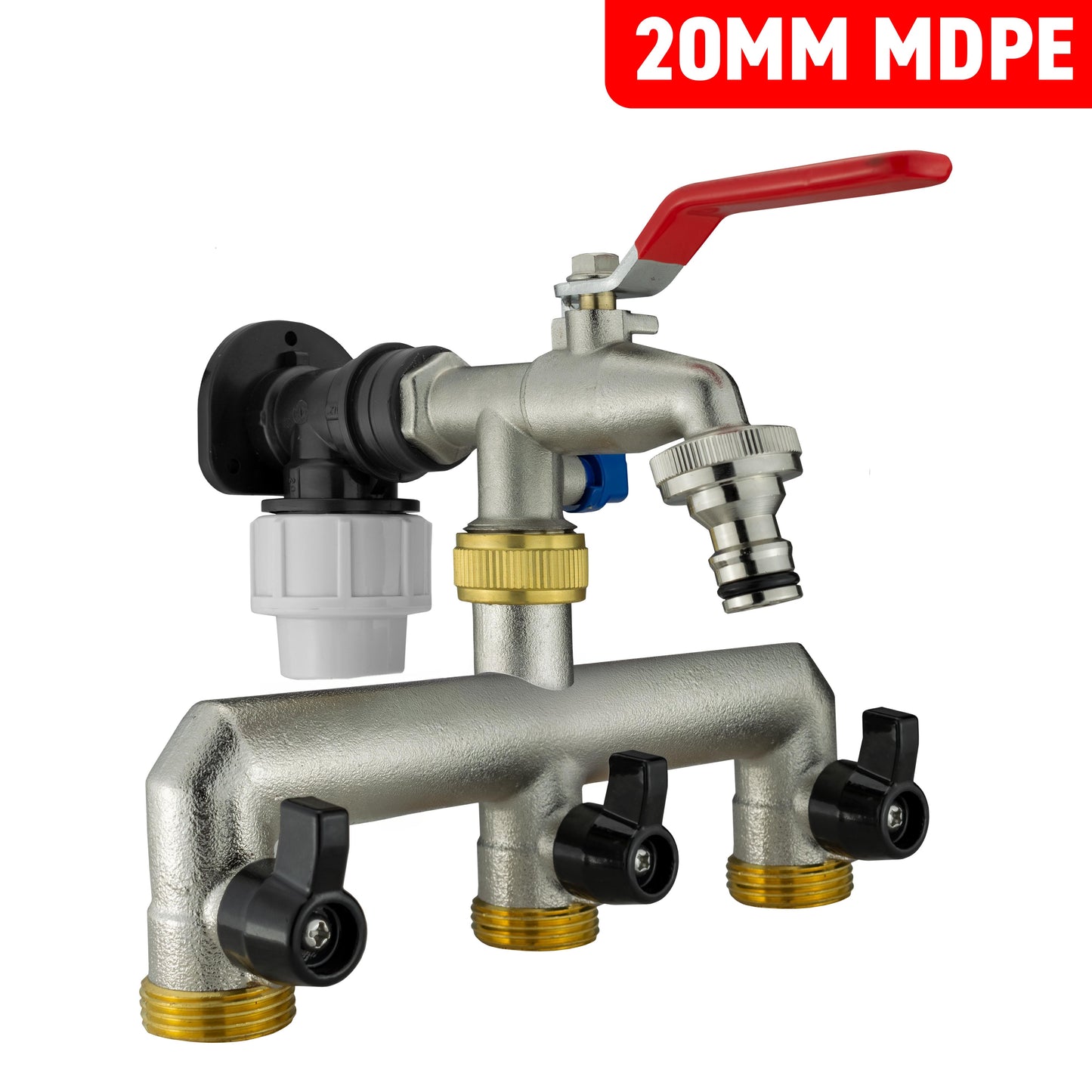 MDPE Wall Backplate + Metal Splitter Tap