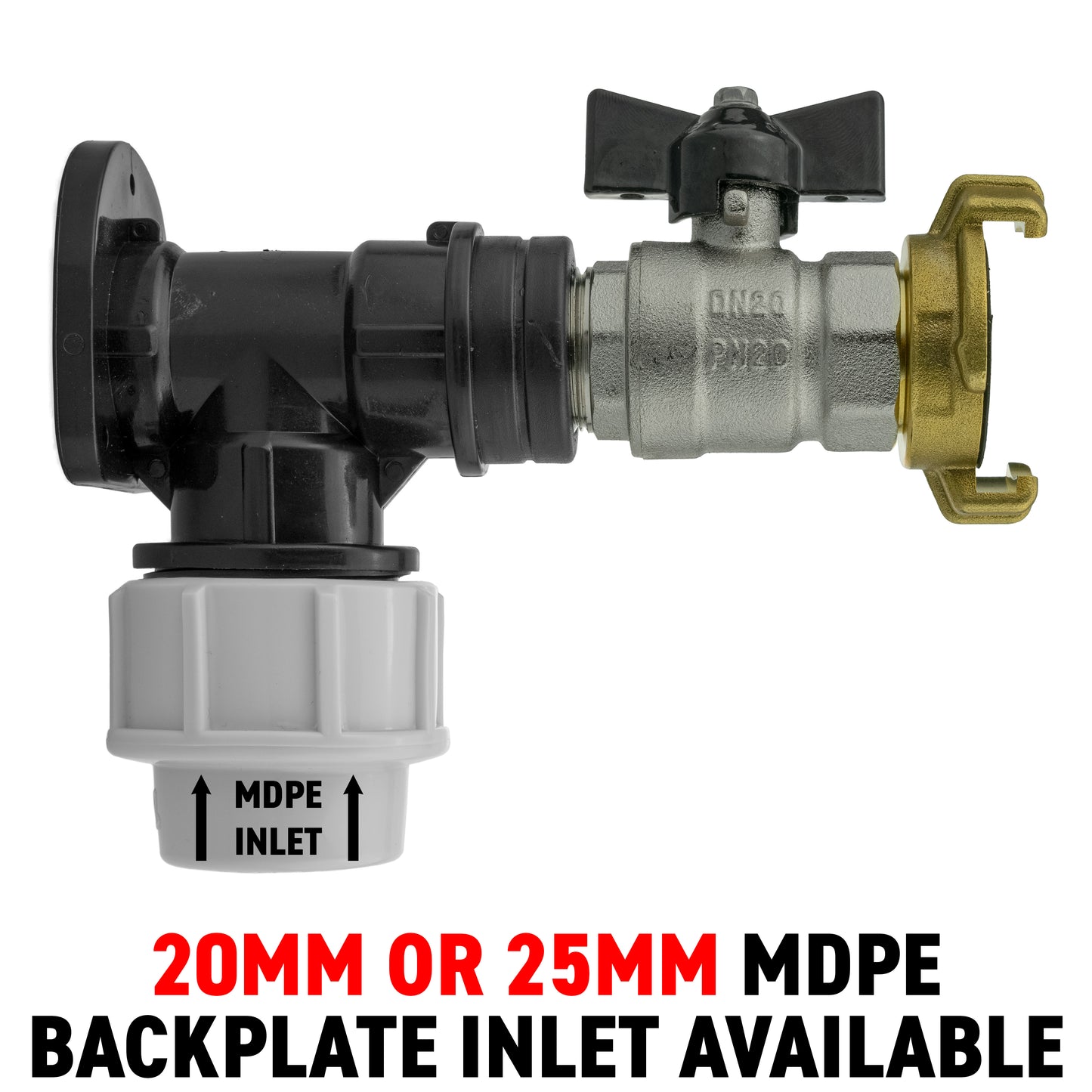 MDPE Wall Backplate + GEKA Bib Valve