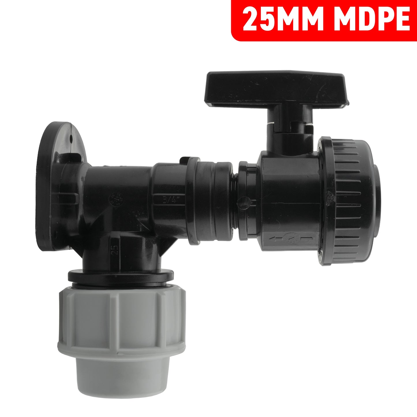 MDPE Wall Backplate + Large PVC Valve