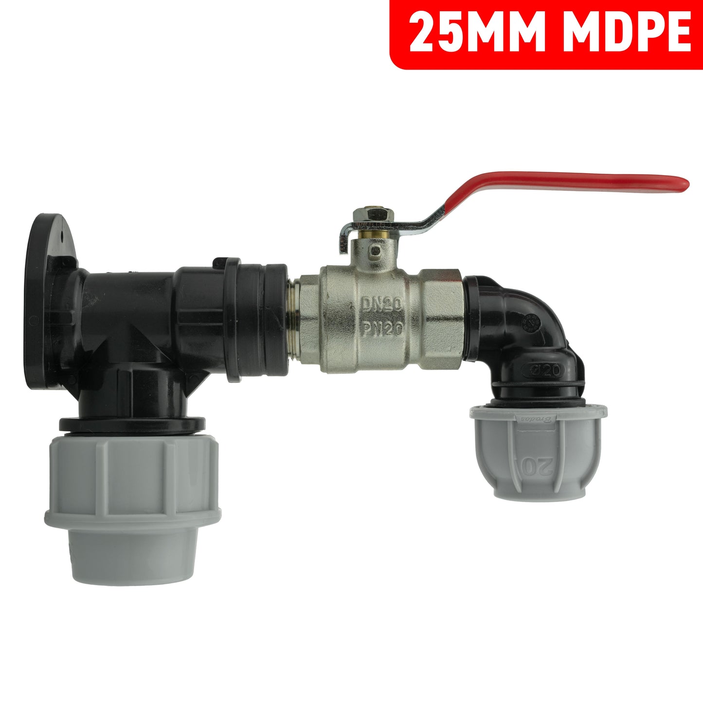 MDPE Wall Backplate + Valve & MDPE Fittings