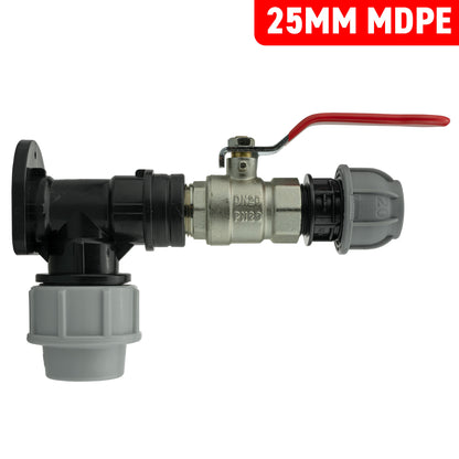 MDPE Wall Backplate + Valve & MDPE Fittings