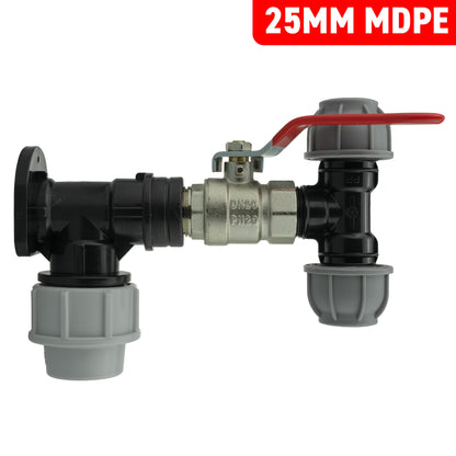 MDPE Wall Backplate + Valve & MDPE Fittings