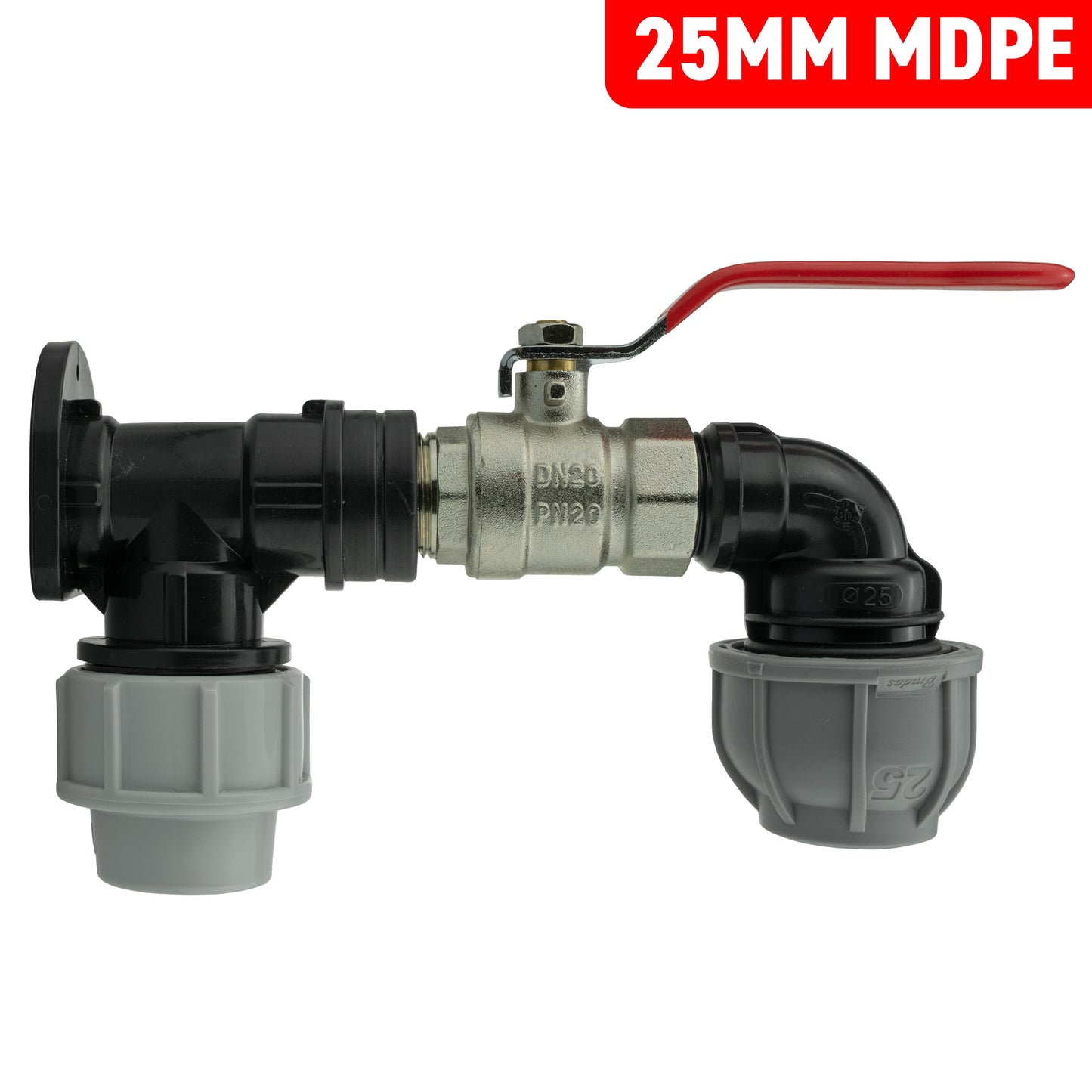 MDPE Wall Backplate + Valve & MDPE Fittings