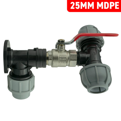 MDPE Wall Backplate + Valve & MDPE Fittings