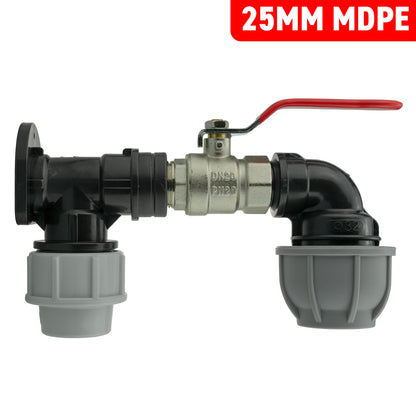 MDPE Wall Backplate + Valve & MDPE Fittings