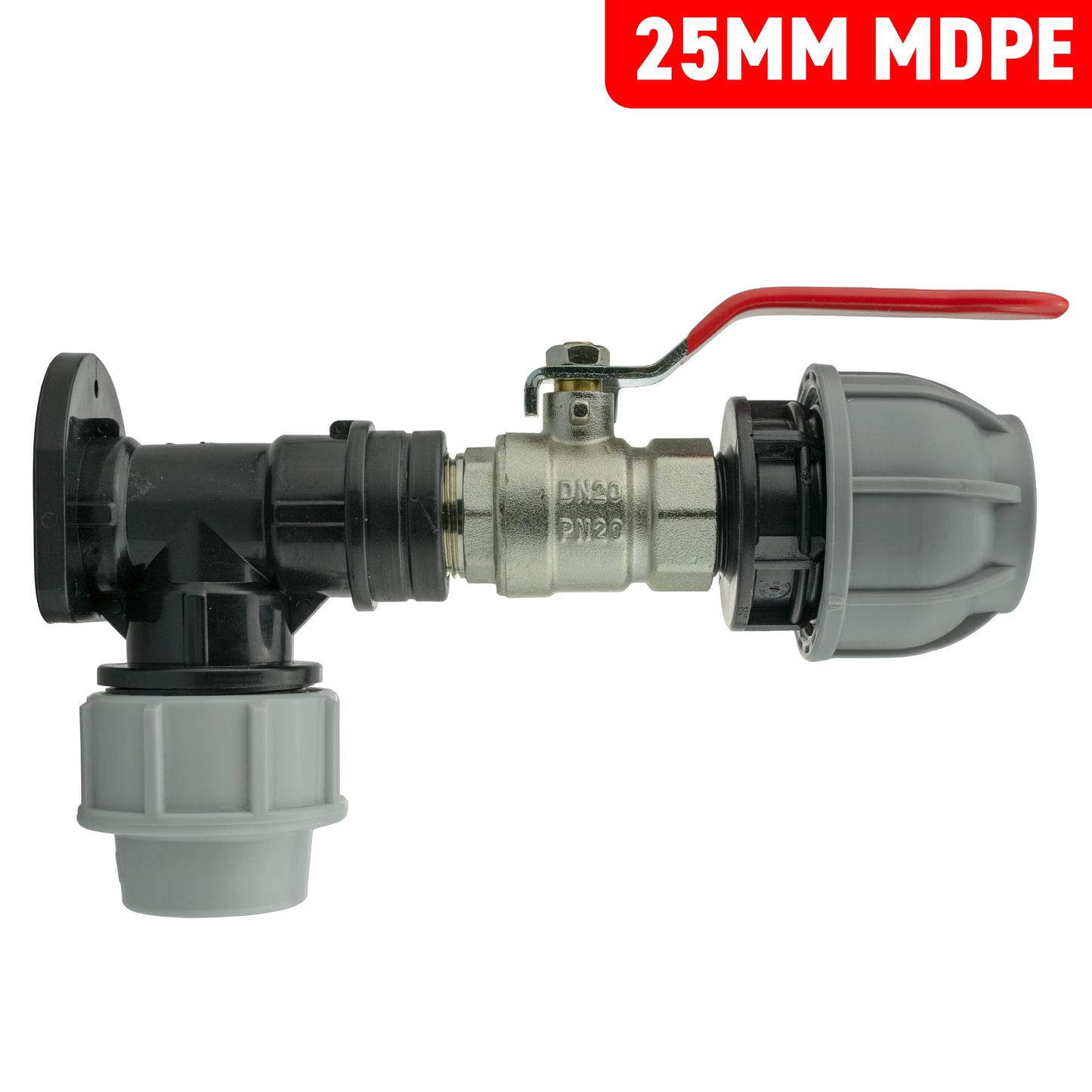 MDPE Wall Backplate + Valve & MDPE Fittings