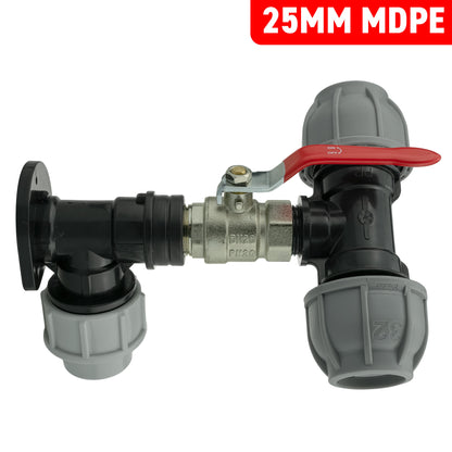 MDPE Wall Backplate + Valve & MDPE Fittings