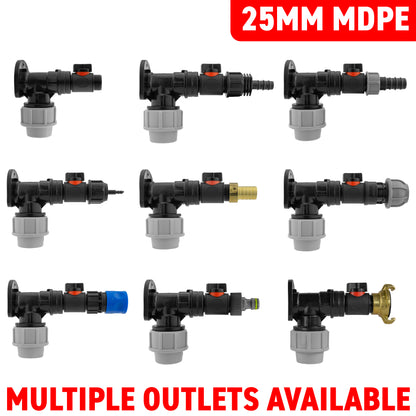 MDPE Wall Backplate + 3/4" PVC Valve