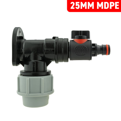 MDPE Wall Backplate + 3/4" PVC Valve