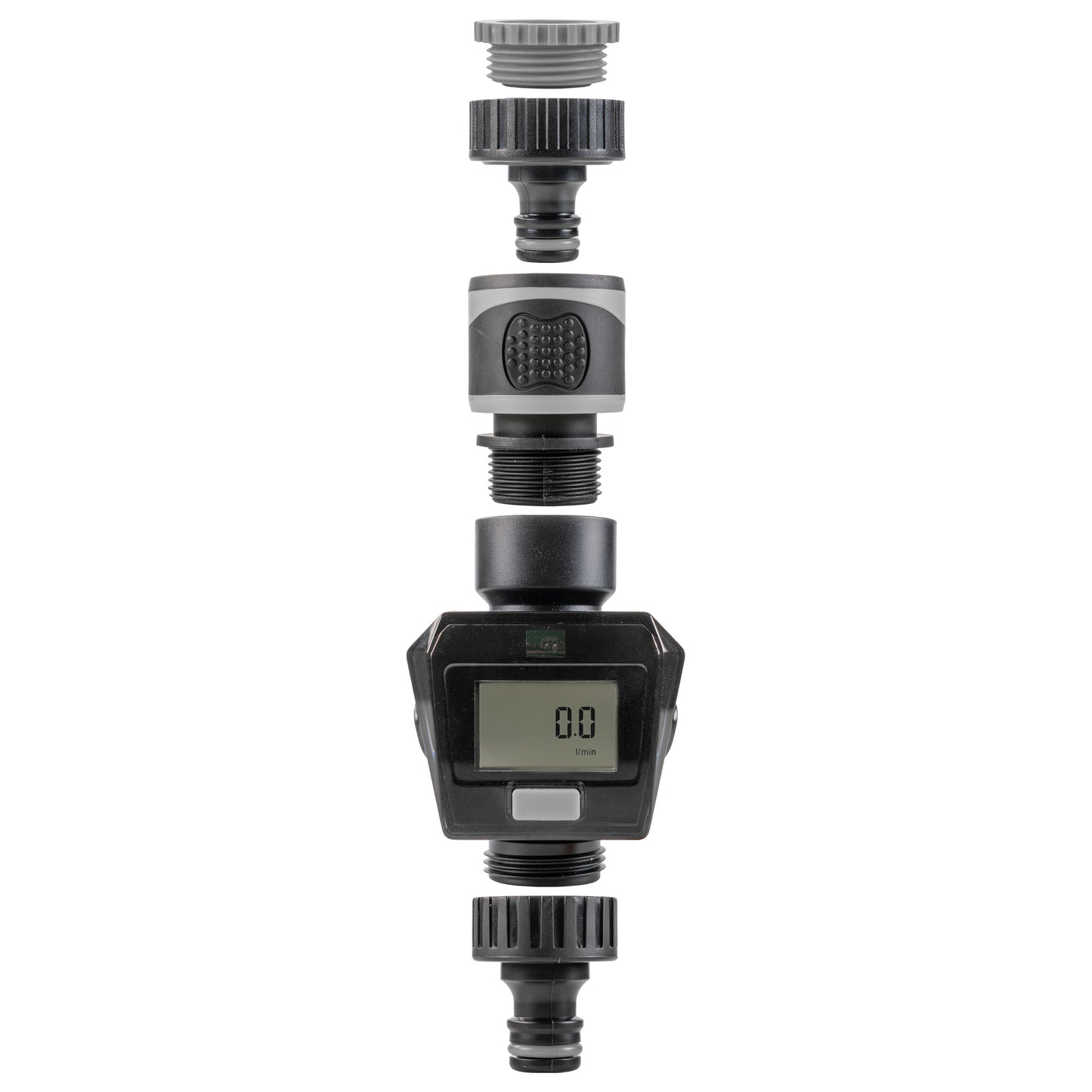 Water Flow Meter, Grey & Black