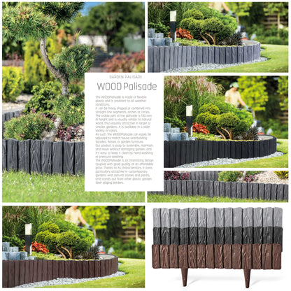 Black Wood Texture Palisade Lawn Edging, 2.32m