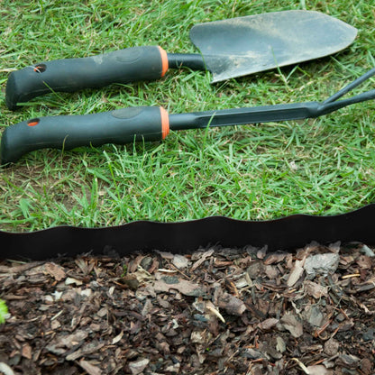 Black Crinkled Flexible Lawn Edging, 25cm Height