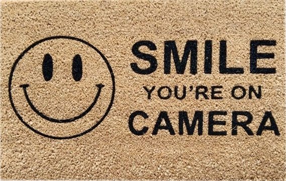 Coir Doormat, 60cm x 40cm - 'Smile, You're On Camera'