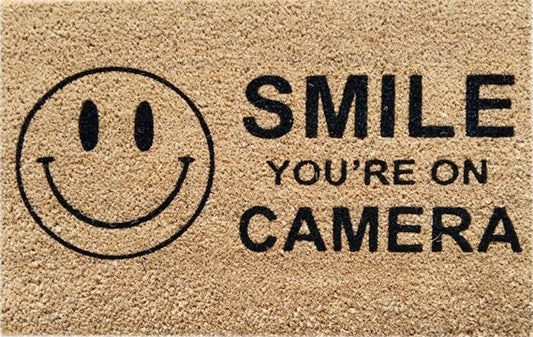 Coir Doormat, 60cm x 40cm - 'Smile, You're On Camera'