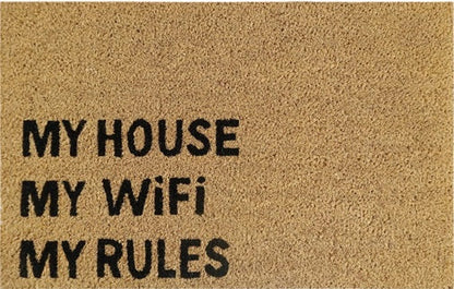 Coir Doormat, 60cm x 40cm - 'My House, My WiFi, My Rules'