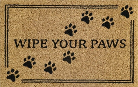 Coir Doormat, 60cm x 40cm - 'Wipe Your Paws'