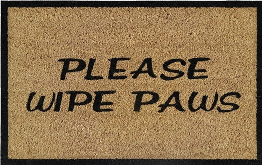 Coir Doormat, 60cm x 40cm - 'Please Wipe Paws'