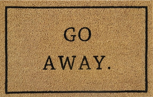 Coir Doormat, 60cm x 40cm - 'Go Away.'