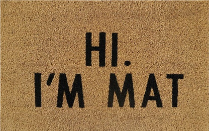 Coir Doormat, 60cm x 40cm - 'Hi. I'm Mat'
