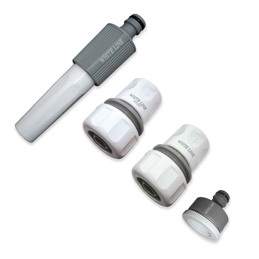 Hose Connectors Set with Nozzle, Grey