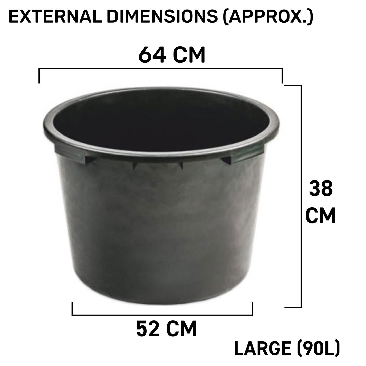 Black Round Mixing Container Tub, 90 Litres