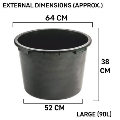 Black Round Mixing Container Tub, 90 Litres