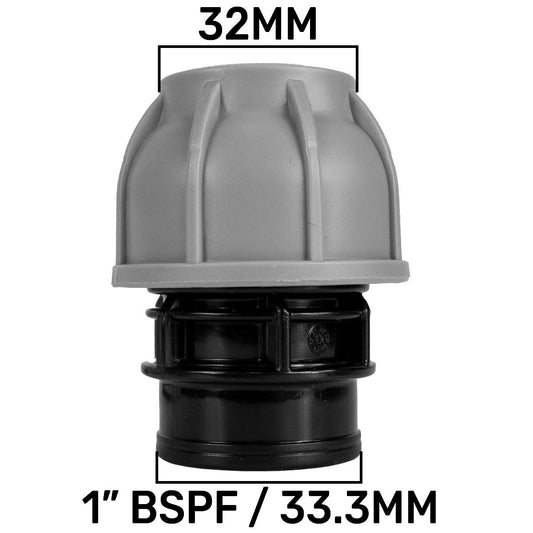 MDPE Straight Connector Coupling, 32mm - 1" BSPF